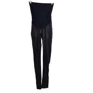 Spanx Leggings Women Mama Faux Leather Tight Maternity Yoga Pants Black XS